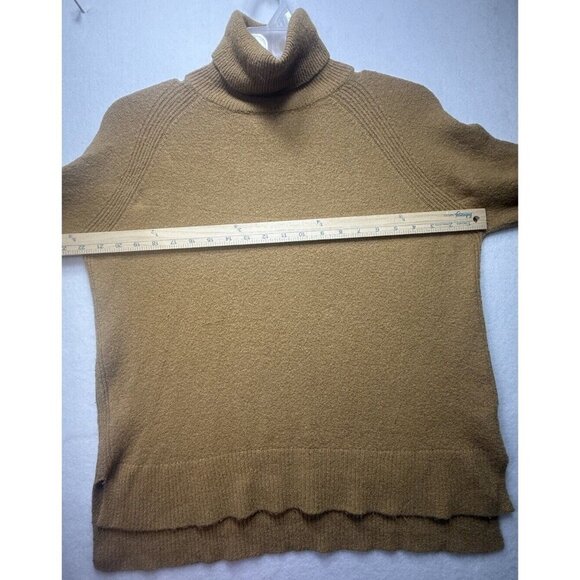 J Crew Women's Sz M Turtleneck Merino Wool Alpaca Blend Sweater Mustard Yellow - Picture 7 of 8